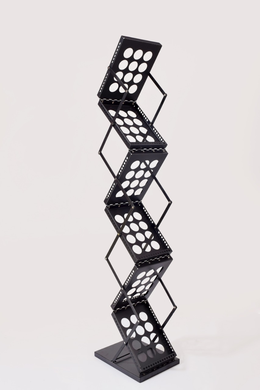 A4 foldable black brochure stand