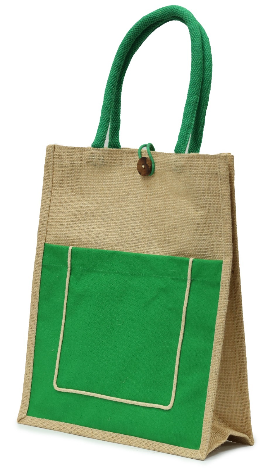 A4 Coloured Jute Bag with Front Pocket – Eco-Friendly Reusable Shopping Tote - Image 3